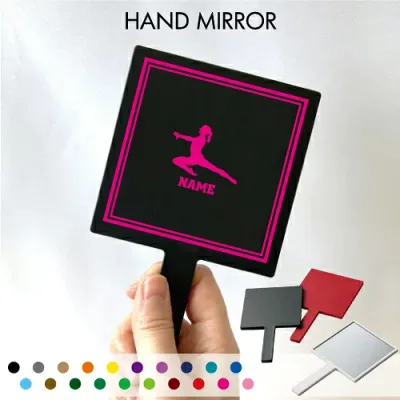"Gymnastics/Mat 2" Name Hand Mirror Compact Mirror Makeup Tool Portable Mirror Hand Mirror Square Simple Cute Cosmetic Beauty Mirror Square Travel Makeup Mirror for Handbag Pocket Wallet Portable Portable