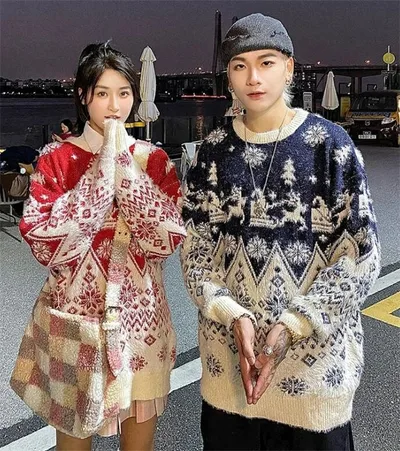 プレゼントクリスマスセーター男女兼用 記念日 結婚式 お誕生日 恋人 おしゃれ きれいめ カジュアル 綺麗 トップス ニット メンズ レディース 部屋着 ペア おそろい 長袖ニットセーター ペアルック セーター カップル