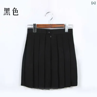 スカート 女子用 学生服 半身スカート 高腰 プリーツ 短丈 かわいい 清楚 甘め 日系 接触冷感 TR素材 ナイロン ポリエステル アクリル ブラック ベージュ ラベンダー ホワイト ライトブルー ピンク グレー アイボリー グリーン ブラウン ネイビ