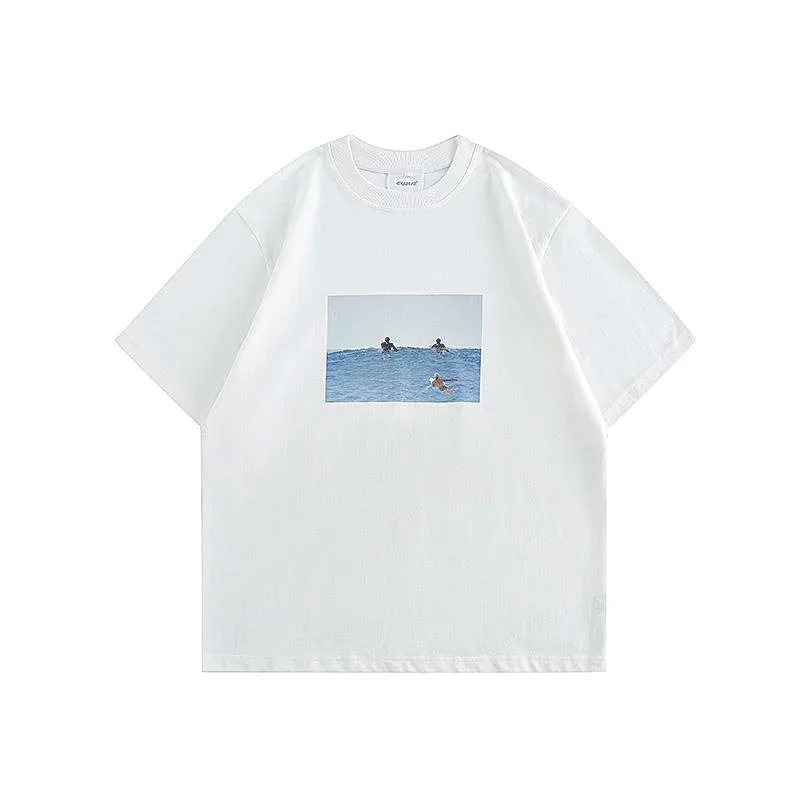 Tシャツ メンズ 夏 プリントTシャツ 半袖Tシャツ 白色 カジュアルTシャツ 男性用