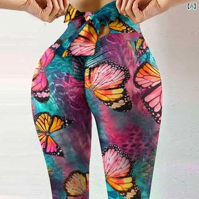 レディース ヨガパンツ ヒップアップ バタフライ ボウ タイトフィット ミルクシルク 再生繊維 印花柄 春季 中厚 伸縮性 快適 フィットネス ジム ランニング 普段使い 軽量 通気性 黒 グレー ピンク ブラック ベージュ ネイビー