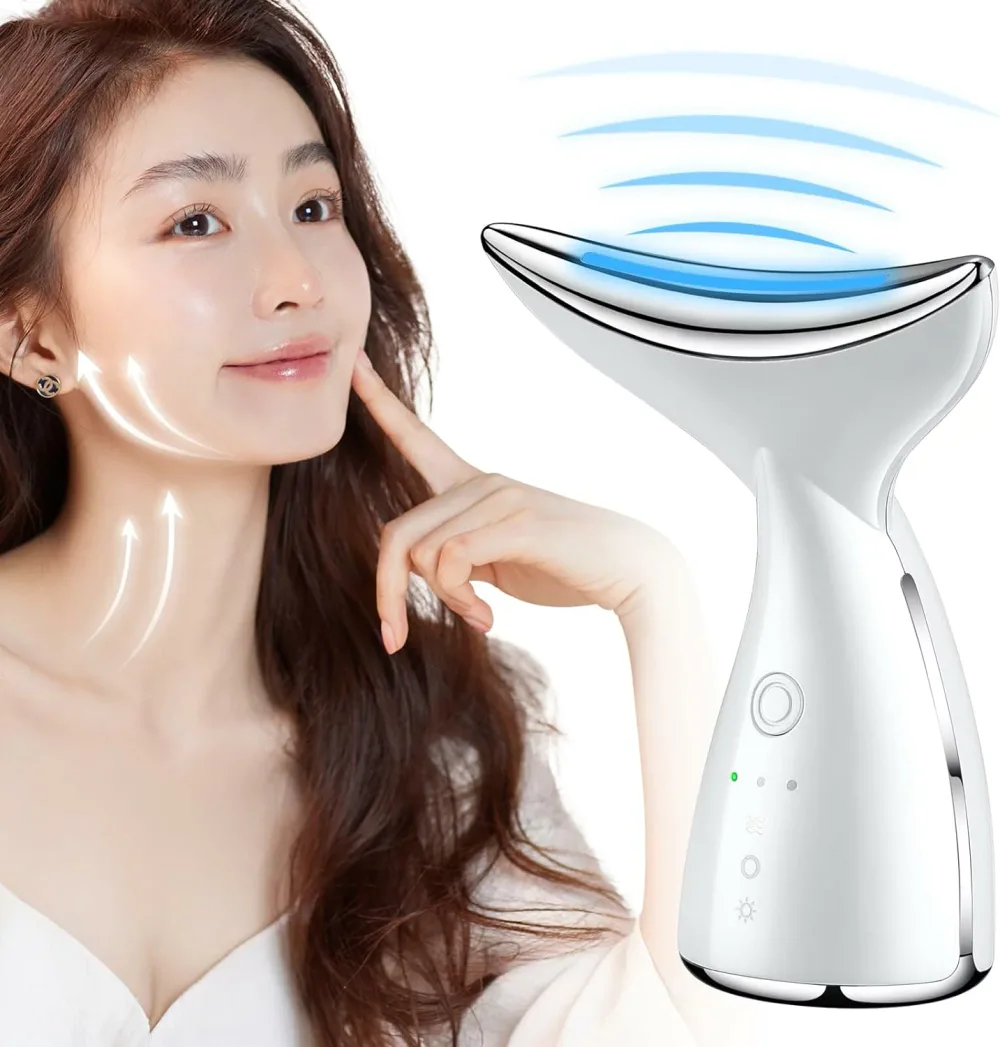 美顔器 フェイシャルネックケア 自宅エステ リフトアップ 1台多役 温冷機能 超音波 イオン EMS微電流導入 LED光エステ 自宅用美容器 USB充電式 美容グッズ 小顔マッサージ シワ改善 美肌 保湿