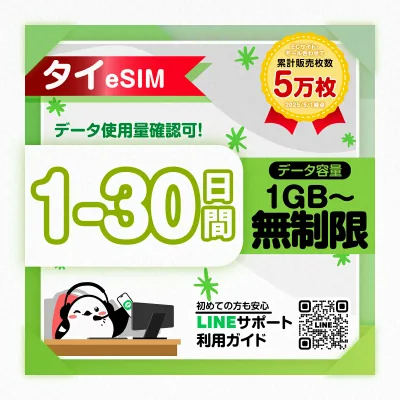 【タイeSIM】1日間 2日間 3日間 4日間 5日間-30日間プラン|高速データ1日あたり1GB/2GB/3GB/無制限 プラン選べる|即日発行|LINEサポート対応|簡単設定|タイ旅行・出張用|プリペイドeSIM|有効期限90日|SIMカード不要