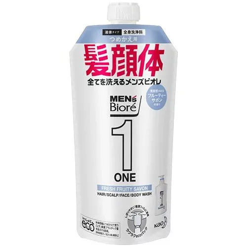 花王 メンズビオレ ONE オールインワン全身洗浄料 清潔感のあるフルーティーサボンの香り(つめかえ用 340ml)×24個【送料無料】