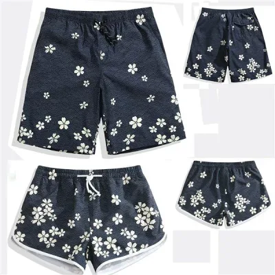 サーフパンツ メンズ レディース 水着 海パン ショートパンツ カップル ハーフパンツ ネイビー 5分丈パンツ スイムウェア 桜の花柄 大きいサイズ 速乾 海パン サーフパンツ スイムショーツ リゾートdf443c0c0t2/代引不可