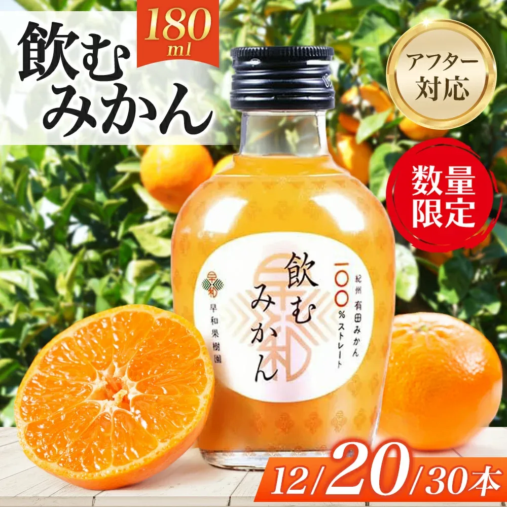 【ふるさと納税】【数量限定 TVで何度も放映!】みかんジュース 飲むみかん(180ml) 早和果樹園 ストレート 果汁100% ジュース 温州みかん 無添加 子供 飲料 ドリンク 人気 ランキング おすすめ 和歌山県 有田市