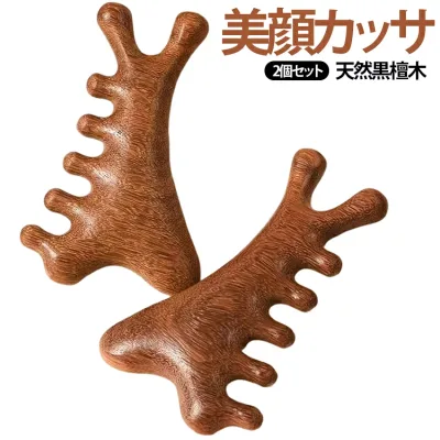 美顔 頭 頭皮 カッサ 2点セット 天然木 黒檀 健康 マッサージ カッサ マッサージブラシ 天然黒檀木 頭皮マッサージ 美顔かっさ カッサ 2点セット かっさプレート ヘッドスパブラシ 頭皮ブラシ かっさ 木櫛 ツボ押し 顔 木 腕 足 脚