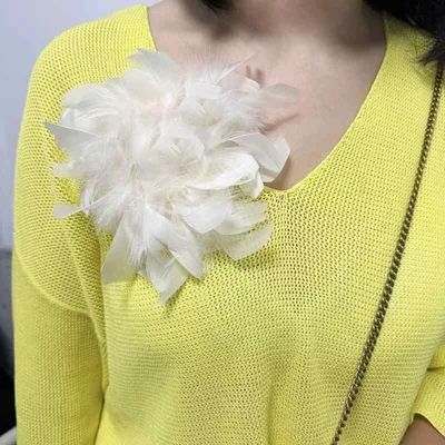 ブローチ 羽毛 飾り レトロ 欧米風 大型 高級感 胸花 ピン 素材 フォーマルドレス 帽子 アクセサリー 装飾品 軽量 華やか 女性用