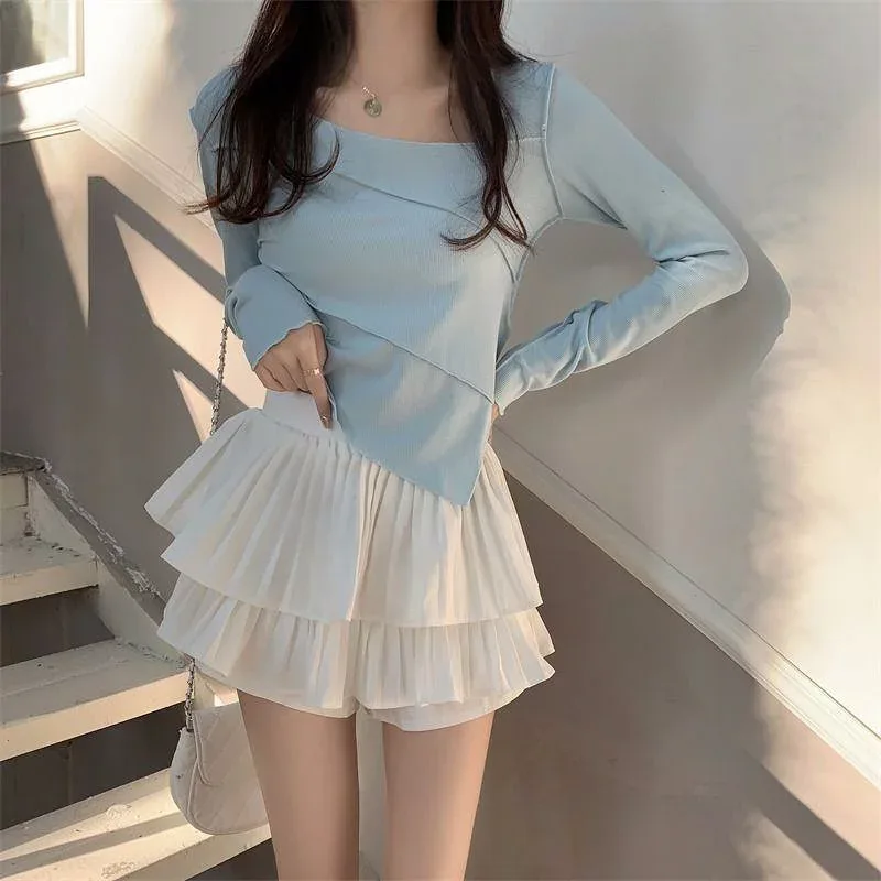 スカート 女性用 春夏 プリーツ ミニスカート フレア ボリューム 二重層 透け防止 甘辛 スタイル 普段使い 軽量 伸縮性