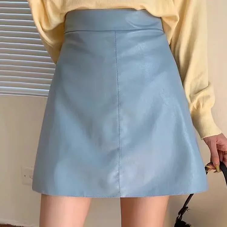 スカート 女性用 秋冬 合成皮革 Aライン ハイウエスト 包臀 ミディ丈 スリム効果 小柄対応 スタイリッシュ ファッション 通勤 普段使い 軽量 伸縮性