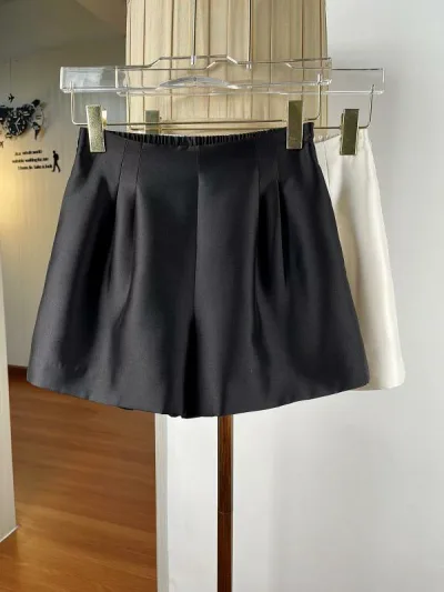 Women's Shorts Summer High Waist A-Line Wide Leg Silk Wool Blend Stretch Slim Lightweight Daily Use