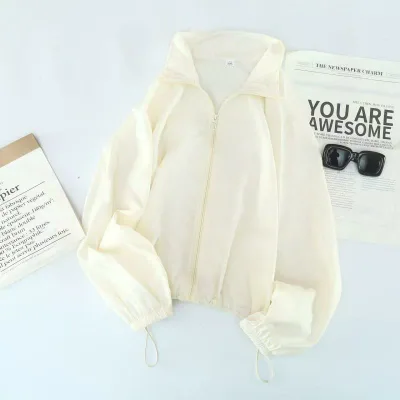 Women's Parka, Anti-bleaching Clothing, UV Protection Hoodie, Long Sleeve, Thin, Outerwear, Cool Touch, Cool, Hooded, Zip-up, UV Protection, Sun Protection, Heat Protection, Sports, Outdoors, Cycling, Driving, Commuting to School, Lightweight, Water Repellent, Quick Drying, Loose, Body Covering, Large Size, Fleece