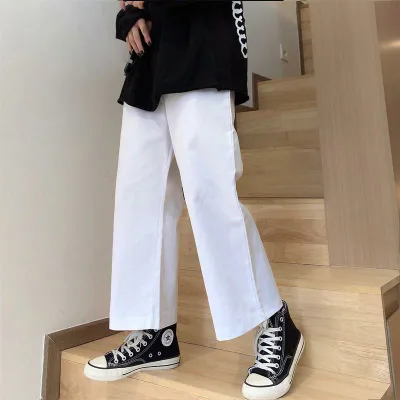 カジュアルパンツ レディース 春秋 ゆったり 大きいサイズ 体型カバー 着痩せ 細見え 普段使い 通学用 学生 ズボン ワークパンツ ボトムス 無地 ストレート ワイドパンツ 九分丈 アンクルパンツ サルエルパンツ ブラック