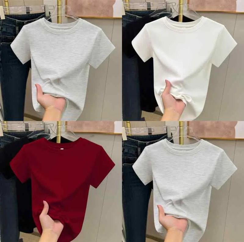 Tシャツ レディース 半袖 トップス カットソー 無地 リブニット コットン 綿 伸縮性 ストレッチ スリム フィット クルーネック ラウンドネック カジュアル シンプル 上品 きれいめ フェミニン 普段使い 通学 通勤 オフィス 春夏 サマー インナー