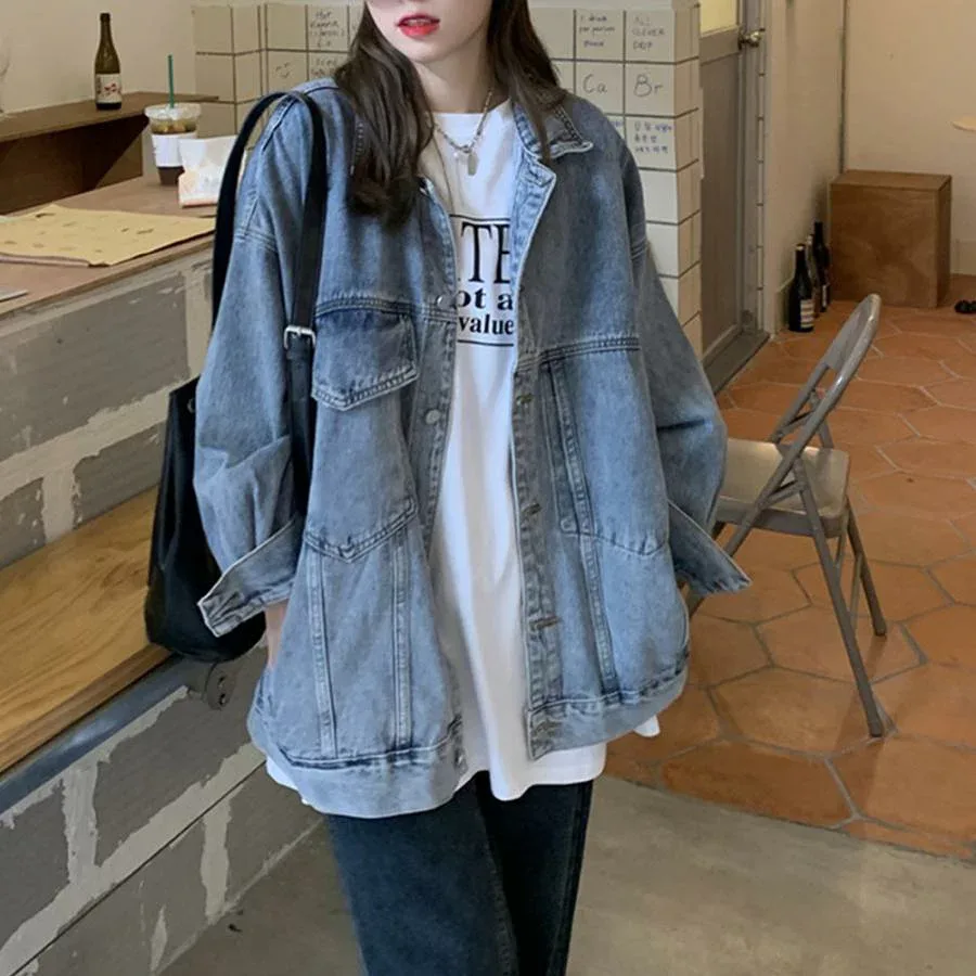 デニムジャケットゆったり レディース ファッション アウター 原宿風 通学 おしゃれ オーバーサイズかわいい 秋 春 新作