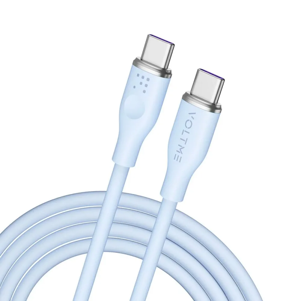 VOLTME ボルトミー 充電ケーブル USB-C&USB-C 1.8m PD 対応 ブルー 5A・100W データ転送 急速充電 シリコンケーブル CtoC C2147