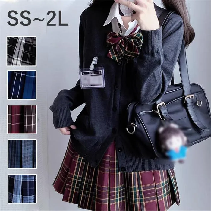 卒業式 入学式 4点セット 学生服 レディース 春 高校生 なんちゃって制服 学生服 ニット 女の子 スーツ 女子高生 JK スクール セット カーディガン スカート チェック柄 可愛い コスプレ衣装 コスプレ コスチューム 仮装 XS S M L 2L 3L d1425d7d7x1