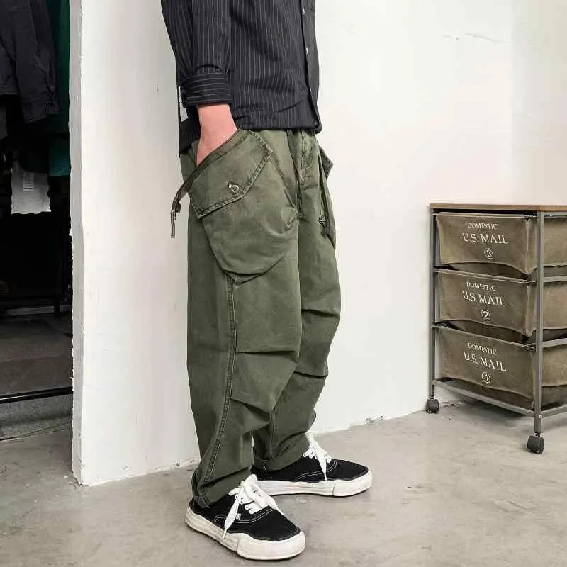 メンズパンツ 多ポケット ワークパンツ ワイドレッグ ストレート 秋 カジュアル ストリート 風 ストリートファッション 普段使い コットン混 軽量 伸縮性
