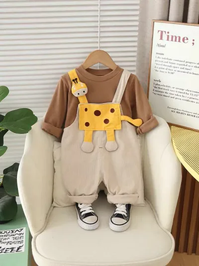 キッズ オーバーオール ユニセックス かわいい 立体 カートゥーン柄 セット 春秋 遊び着 カジュアル 伸縮性