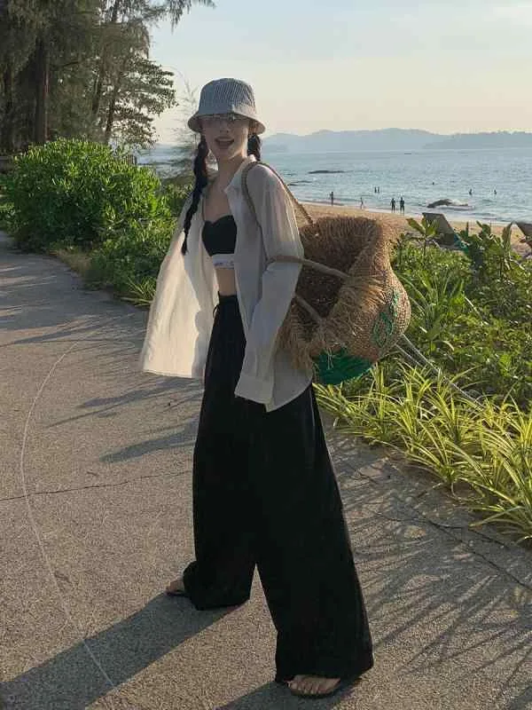 レディース ワイドパンツ UVカット 接触冷感 薄手 高級感 スタイルアップ カジュアル 夏用 防紫外線 軽量 吸湿速乾 伸縮性
