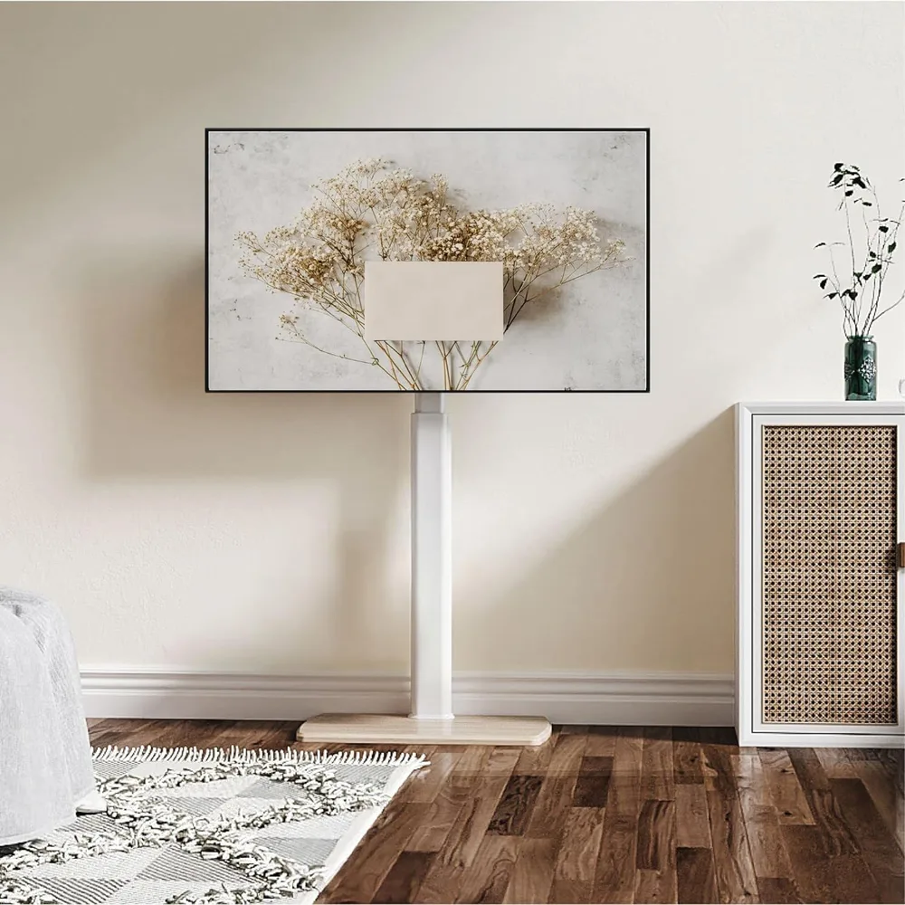 FITUEYES テレビスタンド ハイタイプ tvスタンド 32~70インチに対応 壁寄せ テレビ台 幅60cmの木製台座 耐荷重40kg VESA600x400mmまで 高さ調整可能 左右首振り可能 木目調 ホワイト