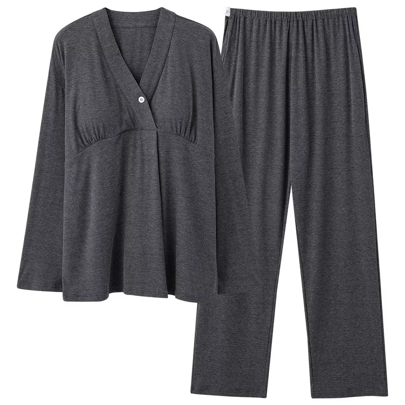 マタニティパジャマ レディース 春夏 授乳服 上下セット 妊婦服 出産準備 入院着 パッド付き 部屋着 ルームウェア ナイトウェア 授乳口付き 前開き 長袖 長ズボン セットアップ 産前 産後 兼用 体型カバー ゆったり 大きいサイズ 着痩せ 二の腕カバ