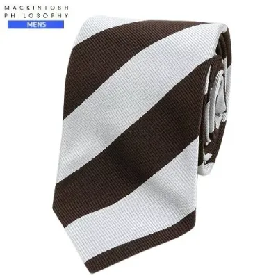 SALE50%OFF MACKINTOSH PHILOSOPHY マッキントッシュ 日本製 2段ストライプ シルクネクタイ 就活 ギフト プレゼント ブランド おしゃれ 暗茶 22/9/1 010922【送料無料】