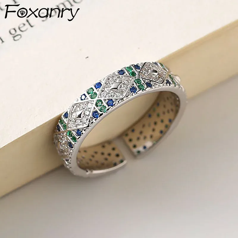 【送料無料】 指輪 リング マルチカラー ジルコニア シルバー レディース カラー 結婚式 ウェディング カップル 新しい トレンド エレガント 輝く スパークリング ジルコン ジュエリー ギフト