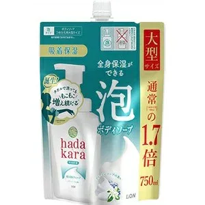 【ライオン】 hadakara(ハダカラ)ボディソープ 泡で出てくるタイプ クリーミーソープの香り つめかえ用大型サイズ 750mL 【日用品】
