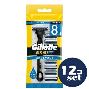 「セット販売」「P&Gジャパン」ジレット剃り味+ プラス 深剃り 7Bホルダー付 替刃8個付 12個セット
