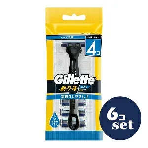 「セット販売」「P&Gジャパン」ジレット剃り味+ プラス 深剃り 3Bホルダー付 替刃4個付 6個セット