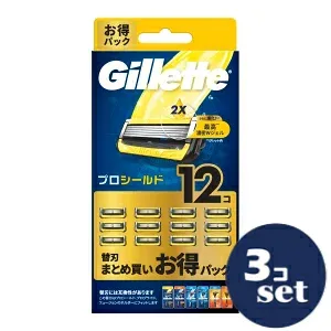 「セット販売」「P&Gジャパン」ジレット プロシールド 替刃 12個 3個セット