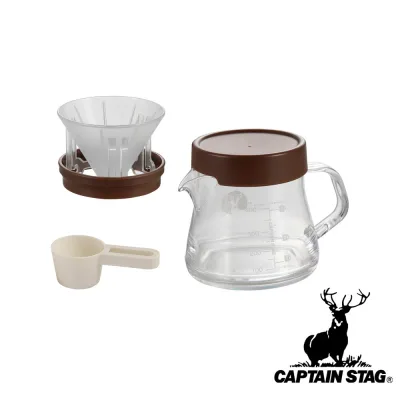 【2個セット】キャプテンスタッグ(CAPTAIN STAG) 珈琲サーバー400 ポップアップドリッパーセット | アウトドア 日本製 珈琲サーバー コーヒー 割れにくい クリア クッカー キャンプ用品 屋外 バーベキュー ドリッパー 食洗機対応