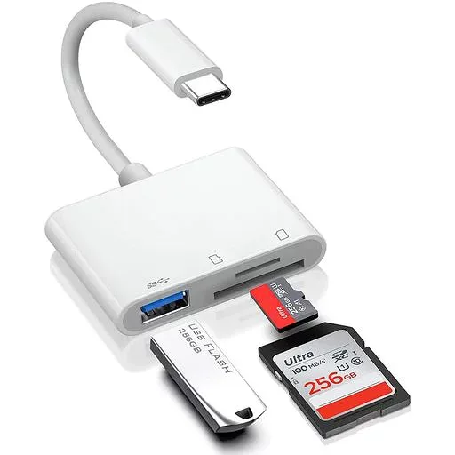 カードリーダー 3in1 Type-C メモリカードリーダー TF USB カメラアダプタ 変換 アダプタ 0TG機能 多機能 データ転送 設定不要 双方向高速データ転送 写真/ビデオ/ファイル/キーボード