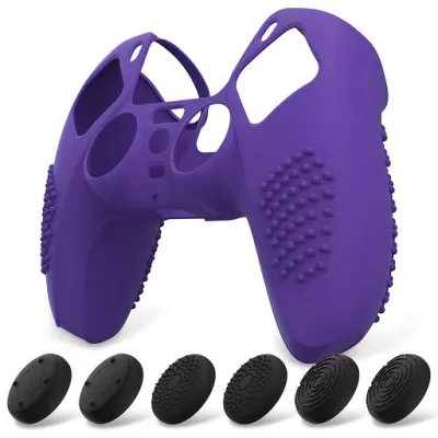 eXtremeRate PlayVital ps5コントローラーに対応用保護カバー、滑り止めシリコンスキンケースカバー、ps5コントローラー対応用人間工学に基づいたソフトラバー、保護ケース親指スティックキ…