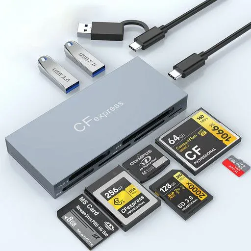 CFexpress Type bカードリーダー 8-in-1 xqdカードリーダー,SDカードリーダー タイプc CFカードリーダー Type-C & USB 3.0 OTG対応 超高速転送 SD/TF/microsd/CF/XDメモリカードリーダー