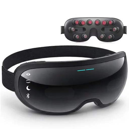 アイウォーマー 【可視設計x12個の独立振動ヘッドx2段階温熱x Bluetooth音楽再生x日本語音声案内】充電式 ホットアイマスク 多機能x約30%軽量 42°C・48°C 4モード 1000mAh 15分自動OFF 記憶機能 目…