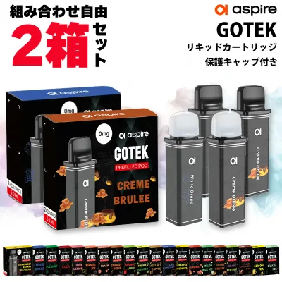 【2箱セット】 Aspire アスパイア Gotek X Nano Gotek Pro カートリッジ リキッド入り フレーバー 持ち運び シーシャ 使い捨て ゴーテックエックス ゴーテックプロ ナノ ゴーテック pod pod型 vape ベイプ 電子タバコ タール ニコチン0 水蒸気