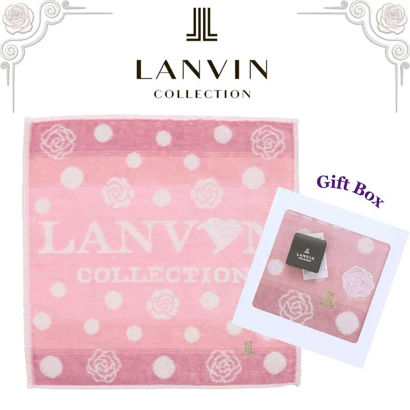 ランバン LANVIN ハンカチ 正規品 ローズ ラベンダー 25cm タオルハンカチ ハンドタオル ギフトボックス入り 高級 海外 レディース ブランド ギフト プレゼント 女性 人気 おしゃれ かわいい ラッピング対応 誕生日 お礼 お返し お祝い LANVIN COLLECTION