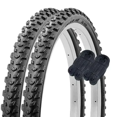 シンコー 26インチ 自転車 タイヤ チューブ 各2本セット ペア巻 オフロードタイヤ 26x1.95 ブラック H/E SR089 60220