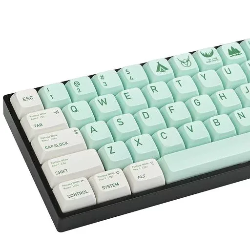 XDAプロファイルPBTキーキャップ60%、136キーカスタムゲーミングキーキャップANSI USおよび レイアウト用の昇華型Cherry Gateron MXスイッチメカニカルキーボード(forest)