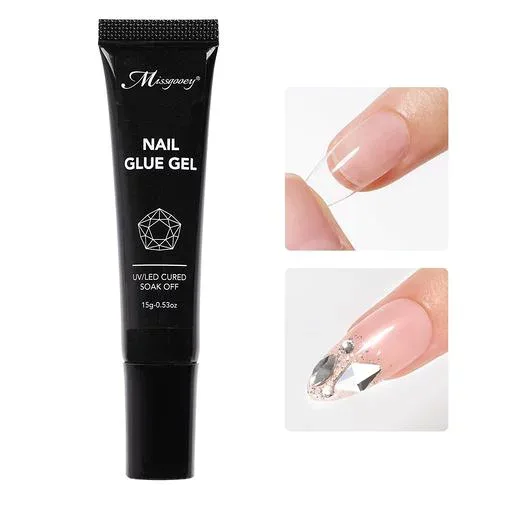 Missgooey ネイルパーツ接着剤 ネイルチップ接着剤 つけ爪接着剤 ネイルチップグミ ラインストーン接着 粘土ジェル クリア ジェルネイル 手で押さえ不要 多機能 強力 UV/LED対応 初心者&プロ…