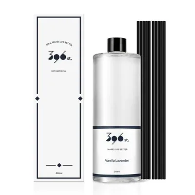 396 st.リードディフューザー 詰め替え用オイル500ml ファイバー製リードスティック10本付き バニララベンダー (Vanilla Lavender) ルームフレグランス - プレゼント 女性 誕生日 記念日 線香 贈り…