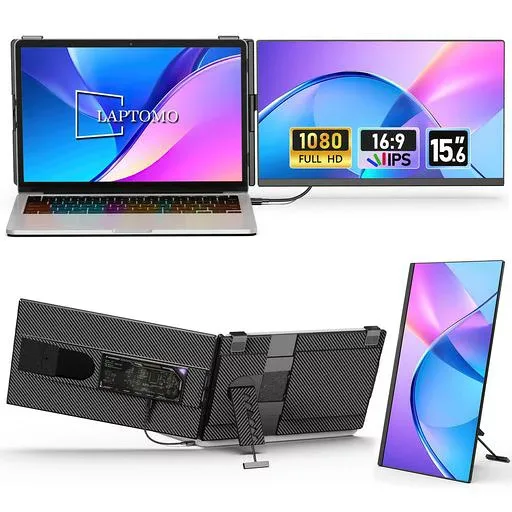 Laptomo P5 デュアルモニター 15.6インチ IPS モバイルディスプレイ FHD 1080P ノートパソコンデュアルスクリーンディスプレイ拡張、ポータブル拡張モニターに適用ノートパソコン13-17インチ USB-…