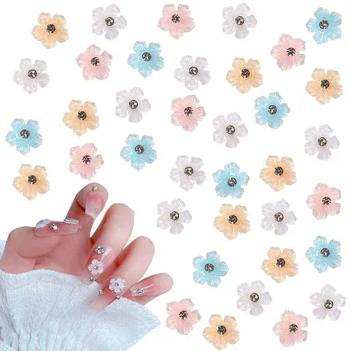 ネイルパーツ 花 60個入り 3D 立体 お花パーツ 樹脂 可愛い 小さい フラワー ネイルストーン ジェルネイル レジン用 ジュエリーパーツ ネイルアート ハンドメイド デコパーツ