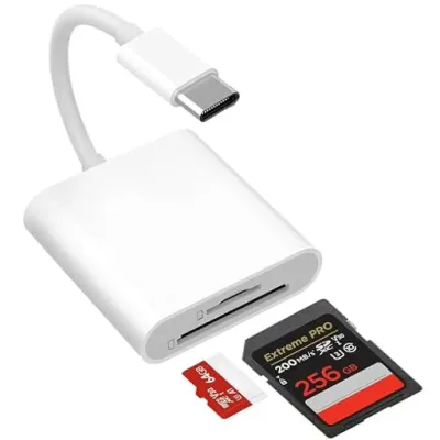 SDカードリーダー, 2in1 sdカ一ドリーダー タイプc iPhone sdカードリーダー USB 3.0 OTG機能 写真/ビデオ/データ 双方向高速転送 i-Phone 17/16/15/Macbook/Android対応