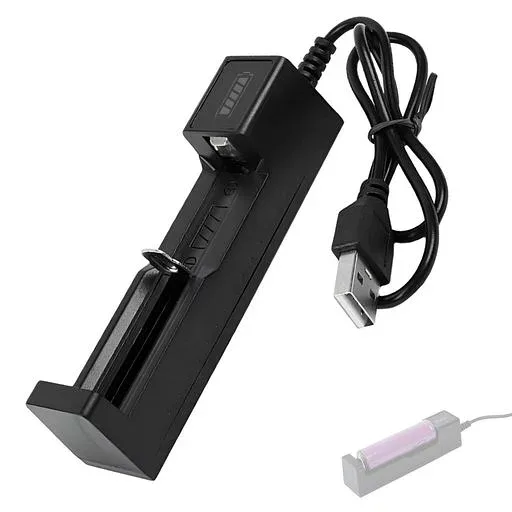 Ginhkok バッテリー充電器 USB急速充電器 リチウムイオン 電池ボックス 1本セット スマート充電池用 シングル スロット