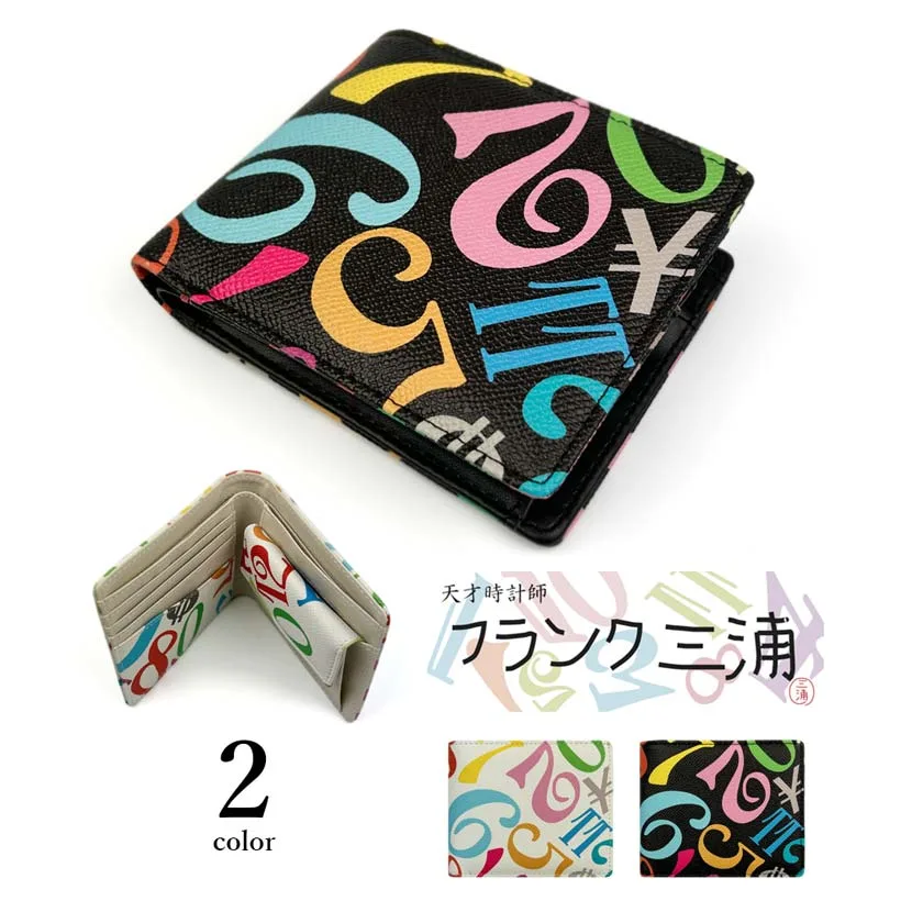 Frank Miura(フランクミウラ)フランク三浦 Fukukoi! 二つ折り 財布 ショートウォレット カラフル モノグラム柄 プリント レザー調(メンズ レディース)fms-22