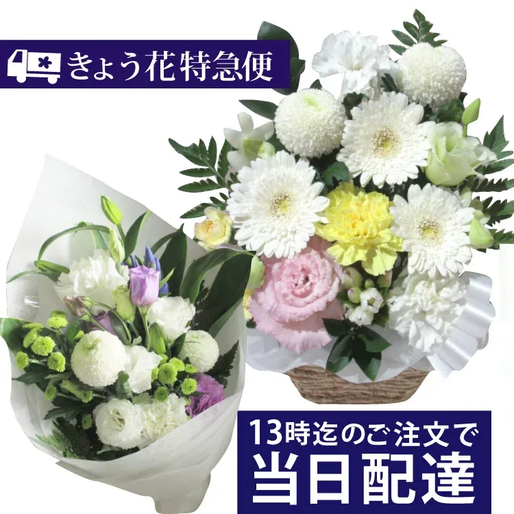 【13時までのご注文で本日お届け】【送料無料】お供え きょう花特急便 お急ぎ便 当日お届け【生花】【全国ネットワーク イーフローラ でお届け】喪中 お悔やみ 法事 仏事 命日 今日 ペットのお供え アレンジ 花束 フラワー ギフト