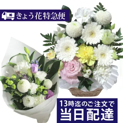 【13時までのご注文で本日お届け】【送料無料】お供え きょう花特急便 お急ぎ便 当日お届け【生花】【全国ネットワーク イーフローラ でお届け】喪中 お悔やみ 法事 仏事 命日 今日 ペットのお供え アレンジ 花束 フラワー ギフト
